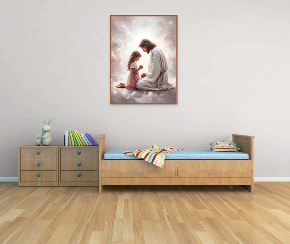 Innocent Faith Jesus Praying With Little Girl Christian Art Picture Of Jesus Jesus Painting Christian Wall Art Lds Bible Art - Image 6
