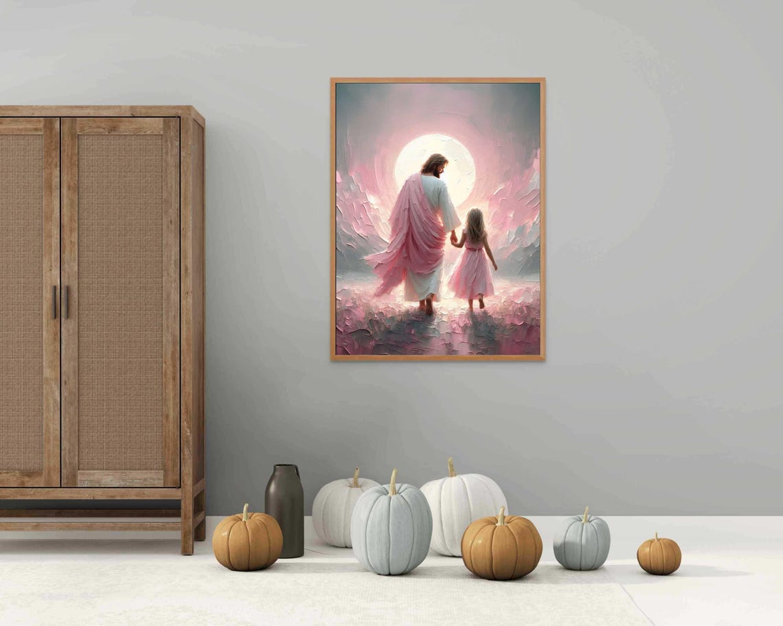 Her Lord And Savior Christian Art Jesus With Girl Jesus Painting Lds Painting Bible Verse Wall Art Jesus And Children Art Christ Art - Image 2