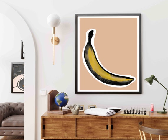 Banana Wall Art Decor Pop Culture Art Punch Of Colour Large Format Kitchen Art Retro Style Pink