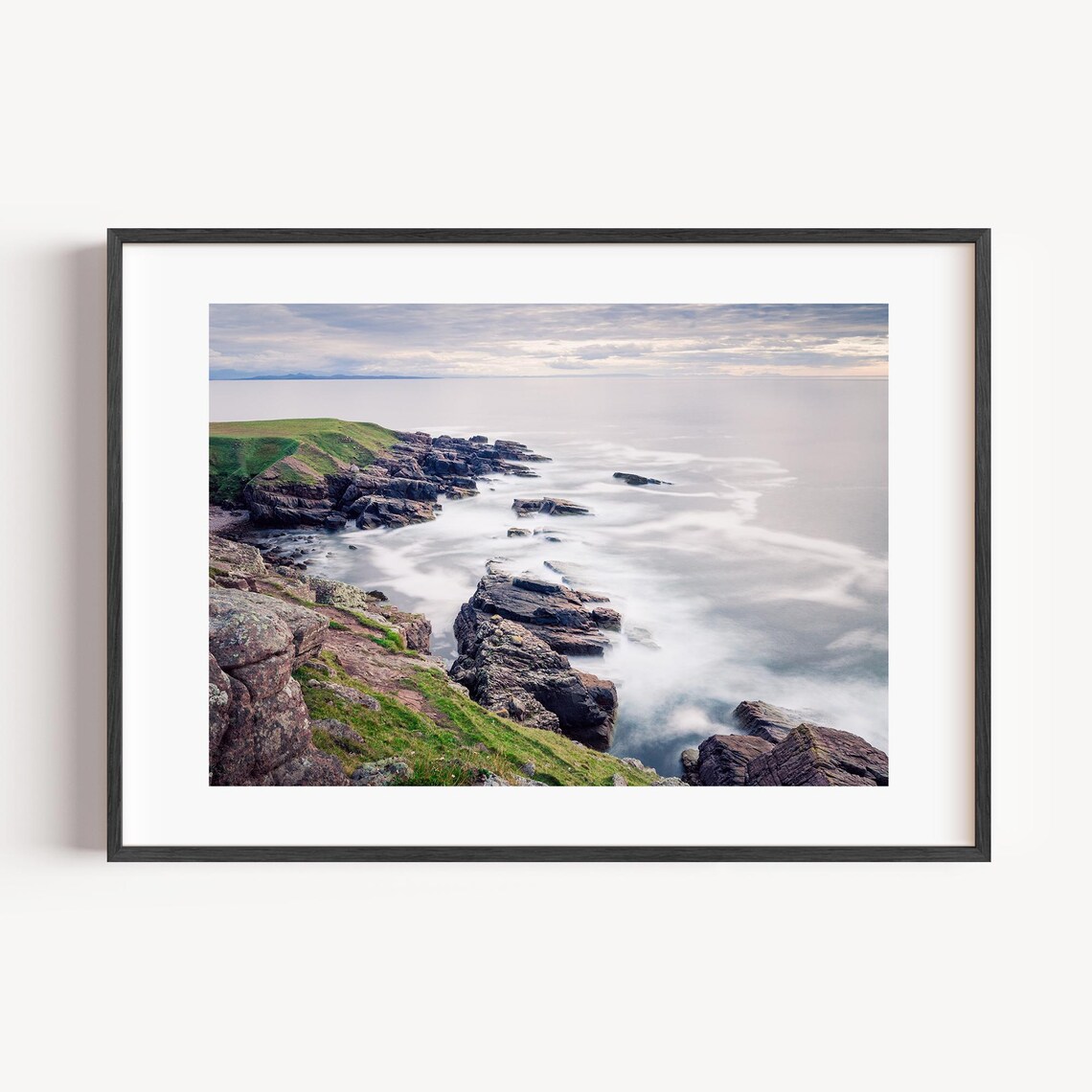 Long Exposure Seascape North Sea Rocky Coast Scotland Misty Ocean Photo Print