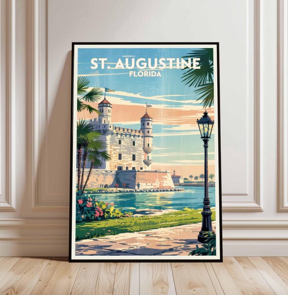 St Augustine Florida Travel Poster City Wall Art Digital Download