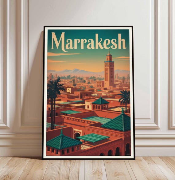Marrakech Poster Travel Morocco Wall Decor Majorelle Garden