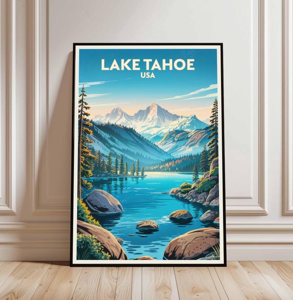 Lake Tahoe Travel Poster California Wall Art Digital Download