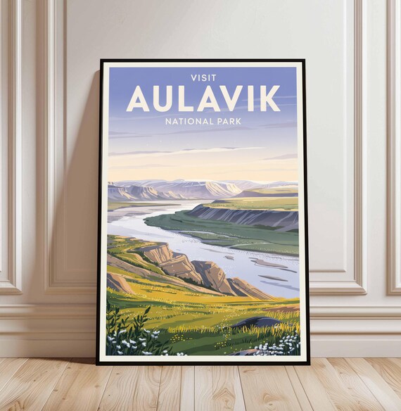 Visit Aulavik National Park Arctic Tundra River Valley Poster Art