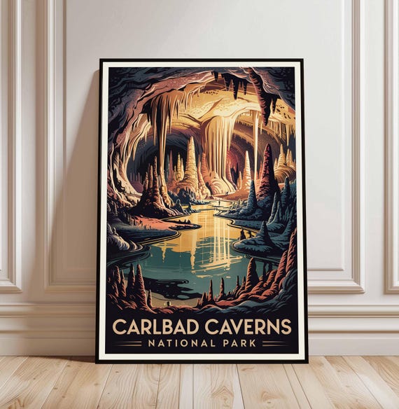 Carlsbad Caverns Travel Poster New Mexico Wall Art Print Home Decor Birthday Present Personalised Gifts