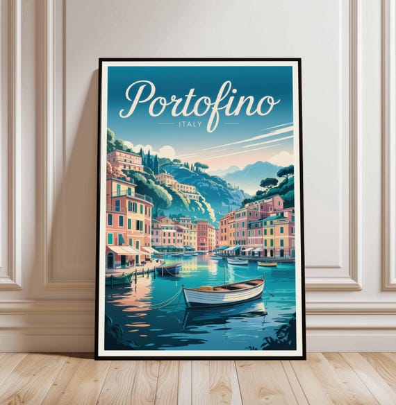 Portofino Travel Poster Italy Artwork Gift Home Decor Illustration Art Lover Print