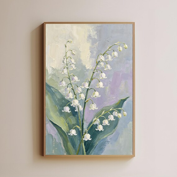 Lily Of The Valley White Blossoms Impressionist Floral Art Poster