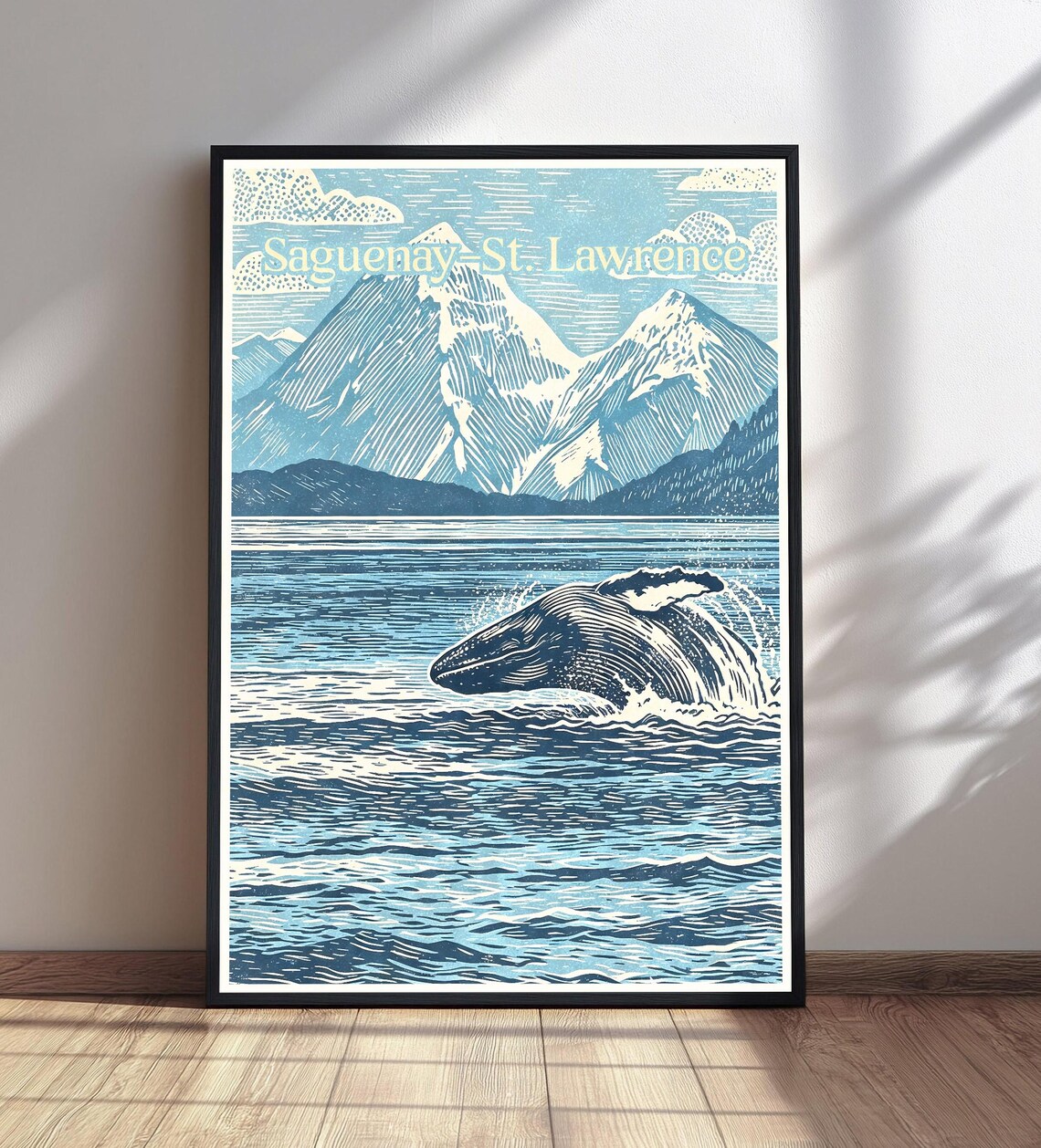 Saguenay Whale Breaching Travel Poster, Quebec