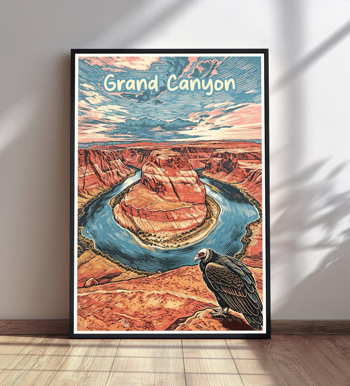 Grand Canyon Horseshoe Bend Vintage Travel Condor River Poster