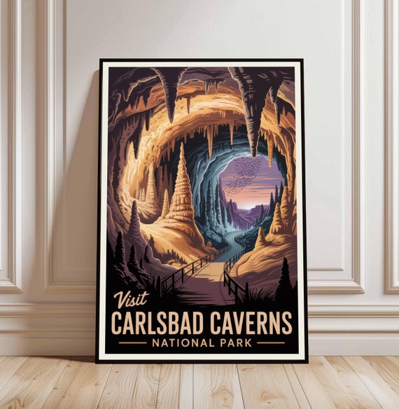 Carlsbad Caverns Travel Poster New Mexico Wall Art Print Home Decor Birthday Present Personalised Gifts