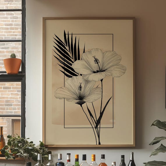 Minimal Hibiscus Line Art