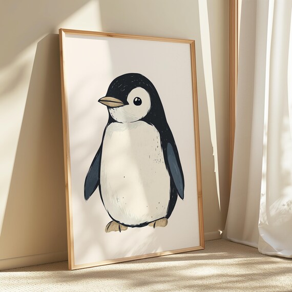 Minimalist Baby Penguin Illustration Modern Arctic Nursery Print
