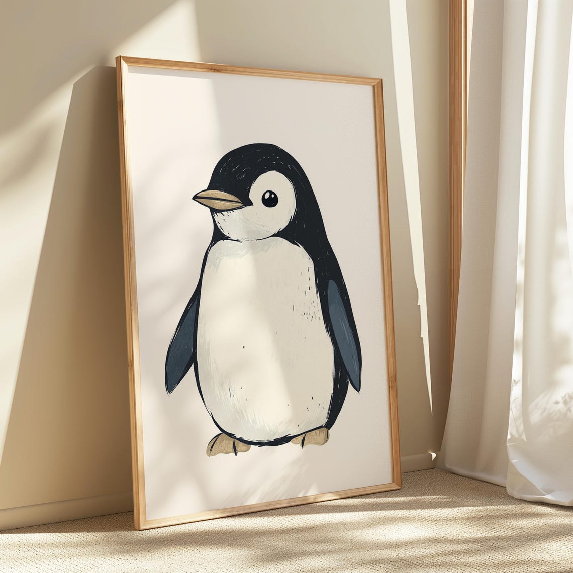 Minimalist Baby Penguin Illustration Modern Arctic Nursery Print