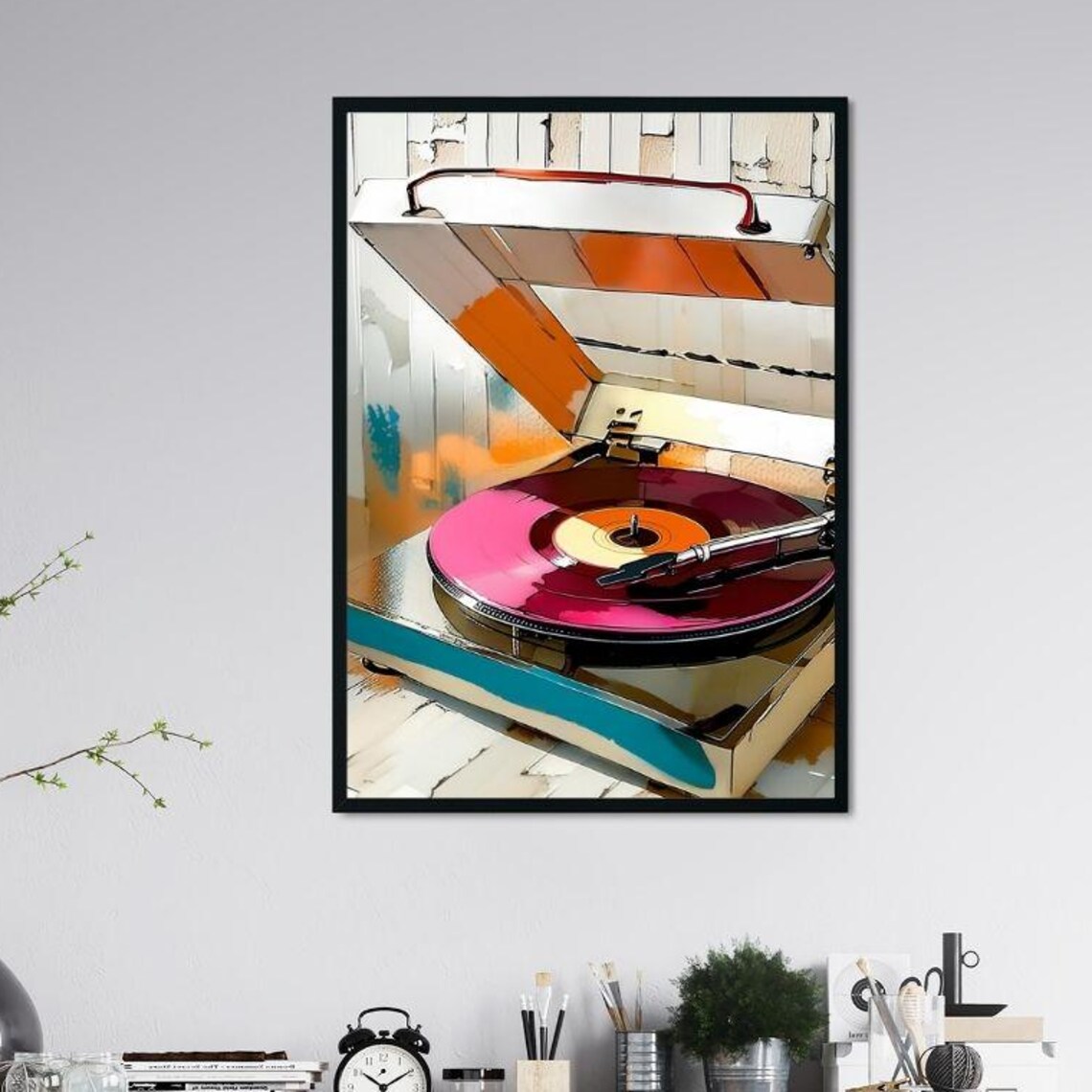 Retro Vinyl Record Art, Vintage Style Surreal Decor - Image 5