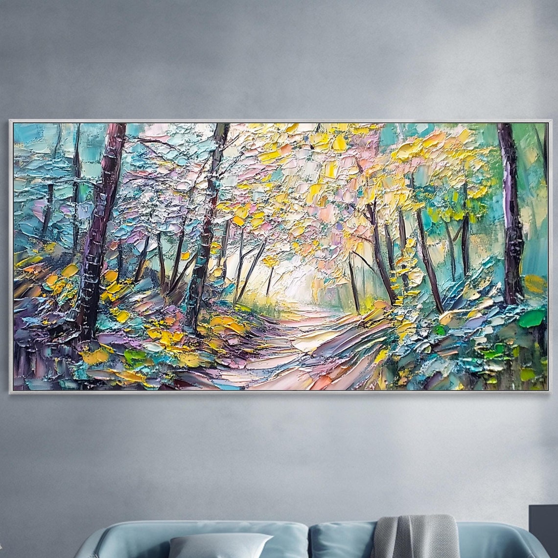 Enchanted Autumn Forest Path 3D Textured Landscape Art Poster - Image 5