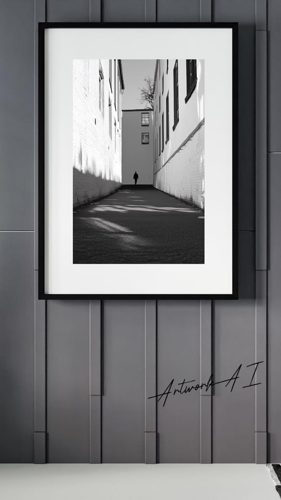 Urban Alleyway, Black And White Architecture Poster