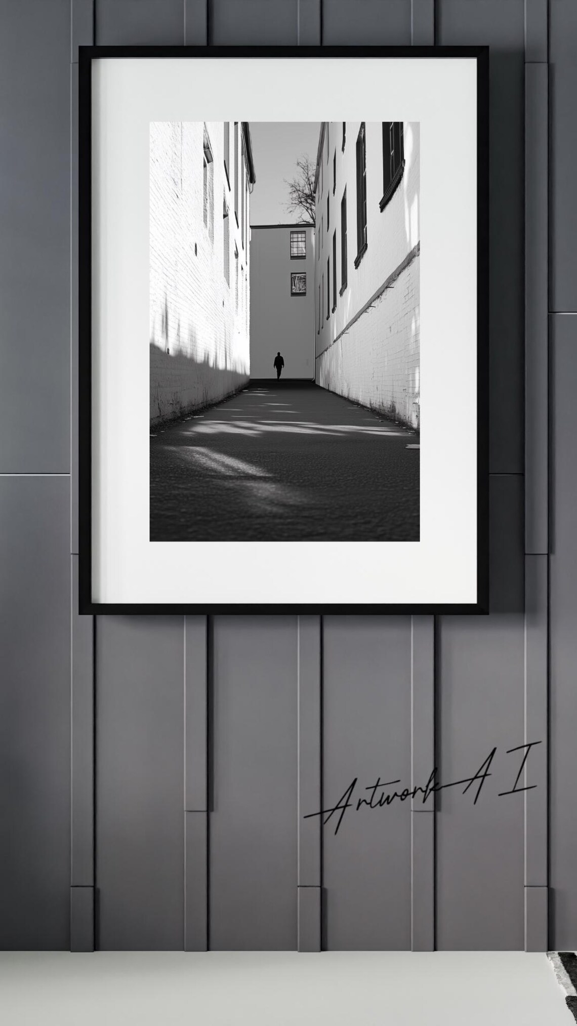 Urban Alleyway, Black And White Architecture Poster
