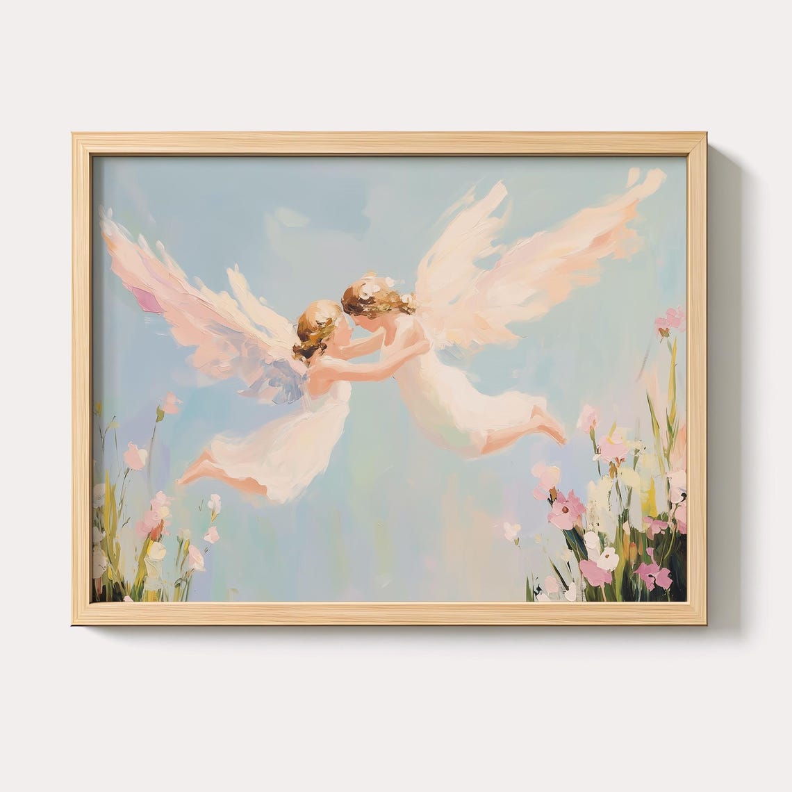 Victorian Angel Painting Pastel Nursery Wall Art