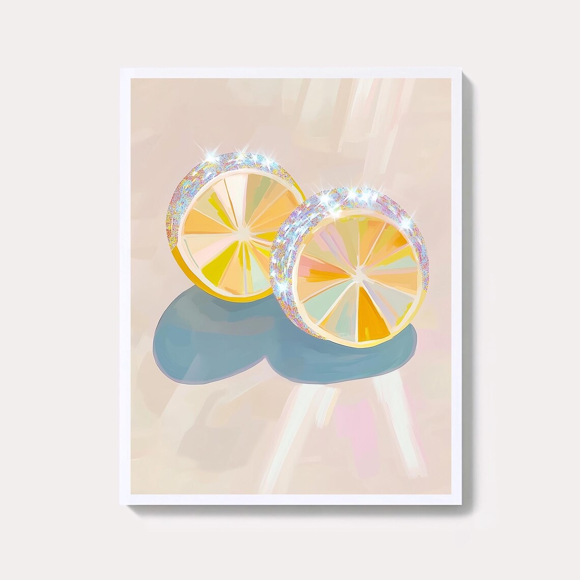 Glam Lemons Disco Ball Art Print, Kitchen Wall Art