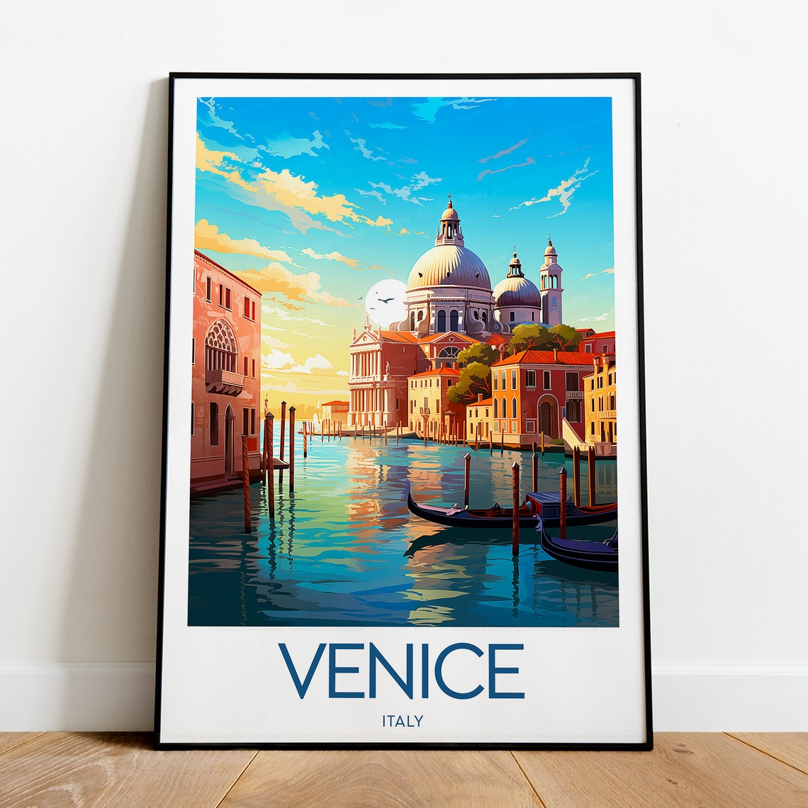 Venice Italy Grand Canal Gondolas Sunset Romantic Travel Poster