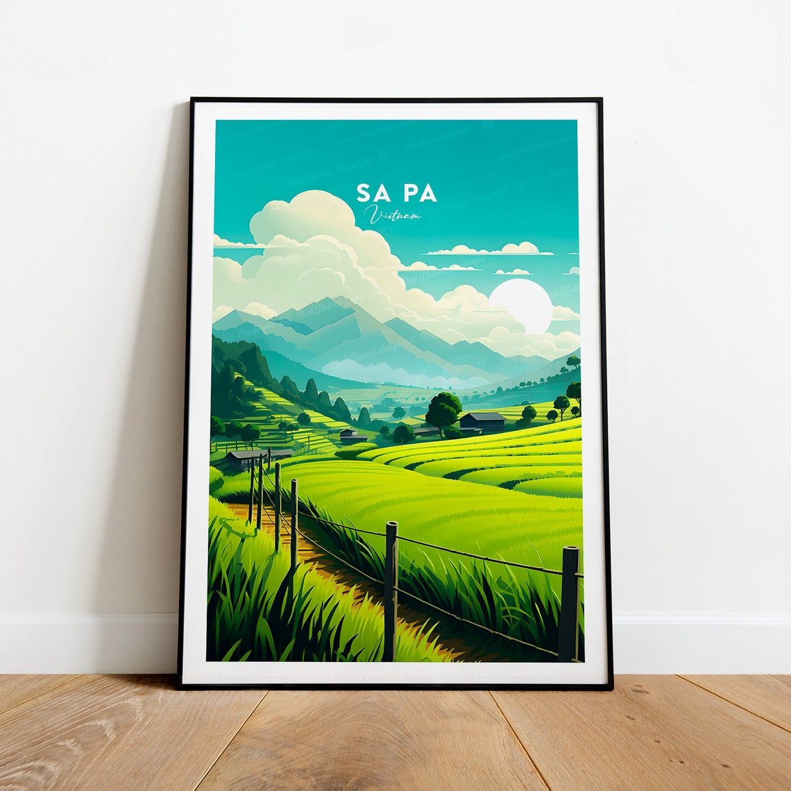 Sa Pa Vietnam Emerald Rice Terrace Mountain Valley Travel Poster - Image 2