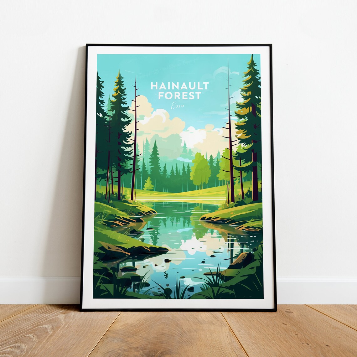 Hainault Forest Essex Pine Woodland Lake Reflection Travel Poster