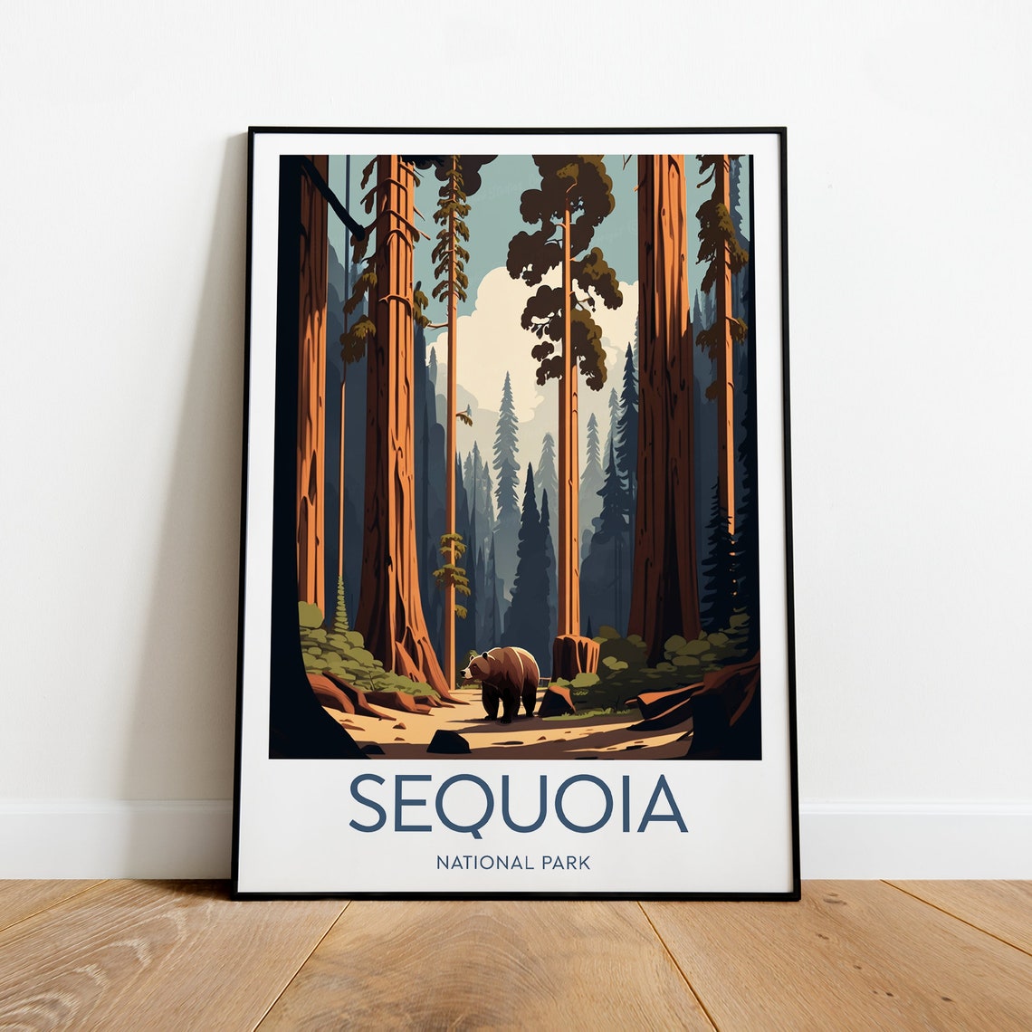 Sequoia National Park Giant Redwoods Bear Wildlife Forest Poster