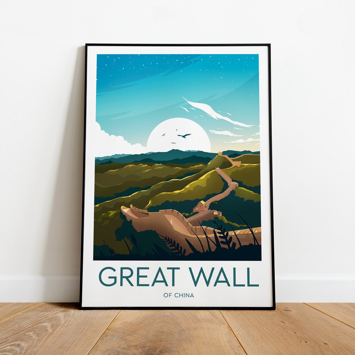 Great Wall of China Sunrise Mountain Ridge Landmark Travel Poster - Image 2