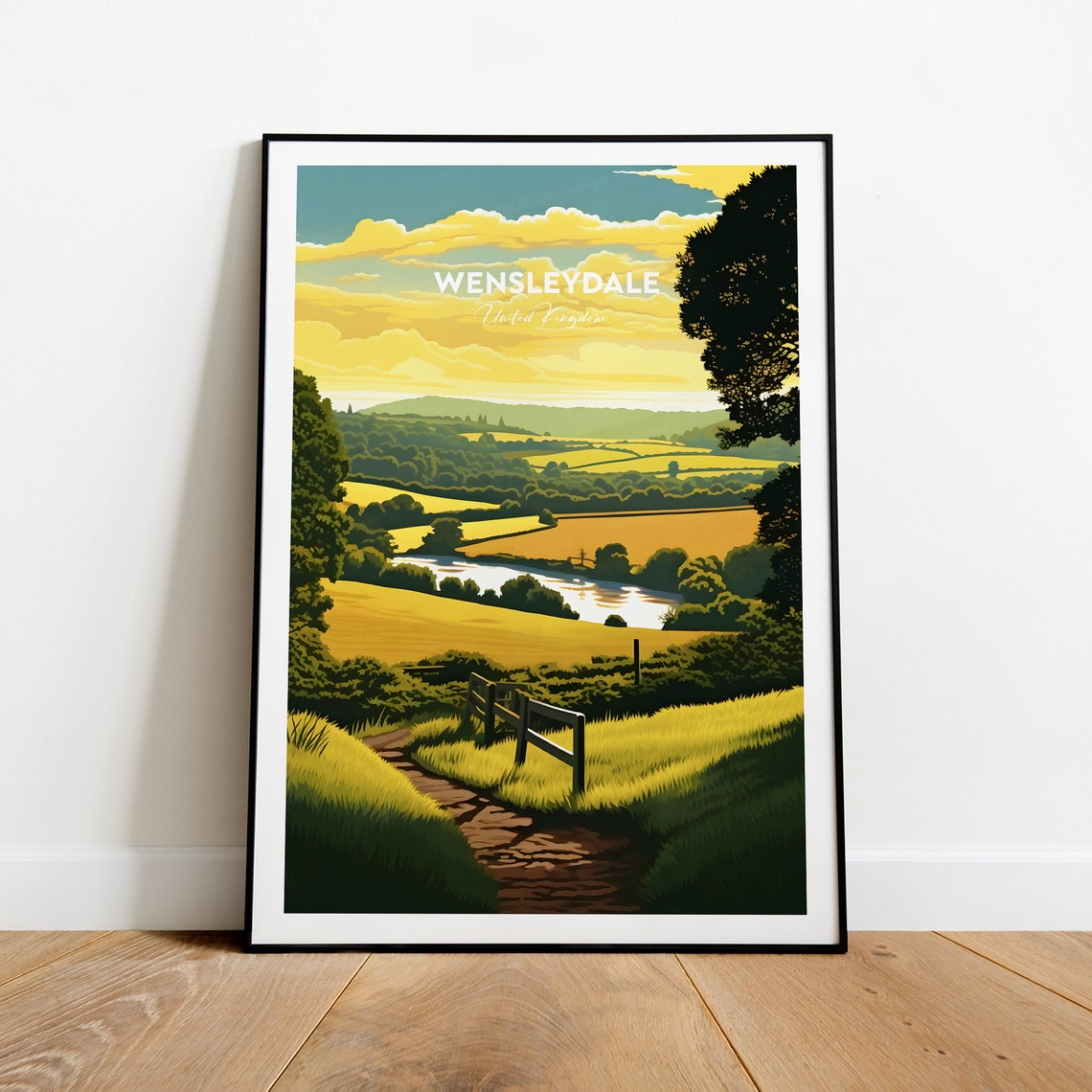 Wensleydale Yorkshire Dales Golden Valley Sunset Travel Poster - Image 2
