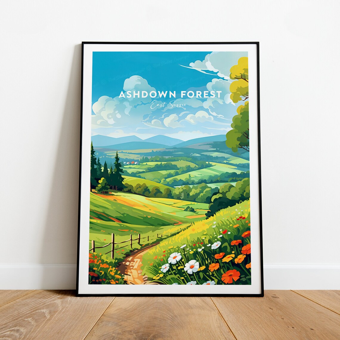 Ashdown Forest East Sussex Meadow Path Wildflowers Hills Travel Poster - Image 2