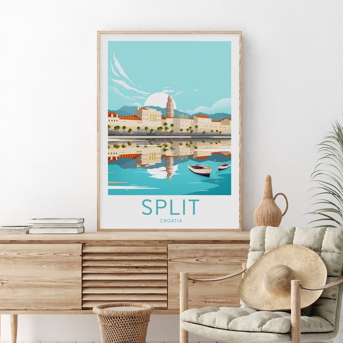 Split Croatia Old Town Waterfront Bell Tower Harbor Travel Poster - Image 2