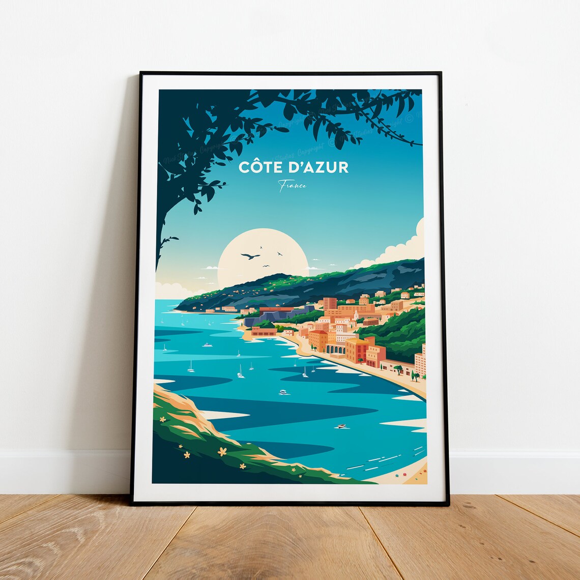 Cote d'Azur France French Riviera Coastal Town Bay Travel Poster - Image 2