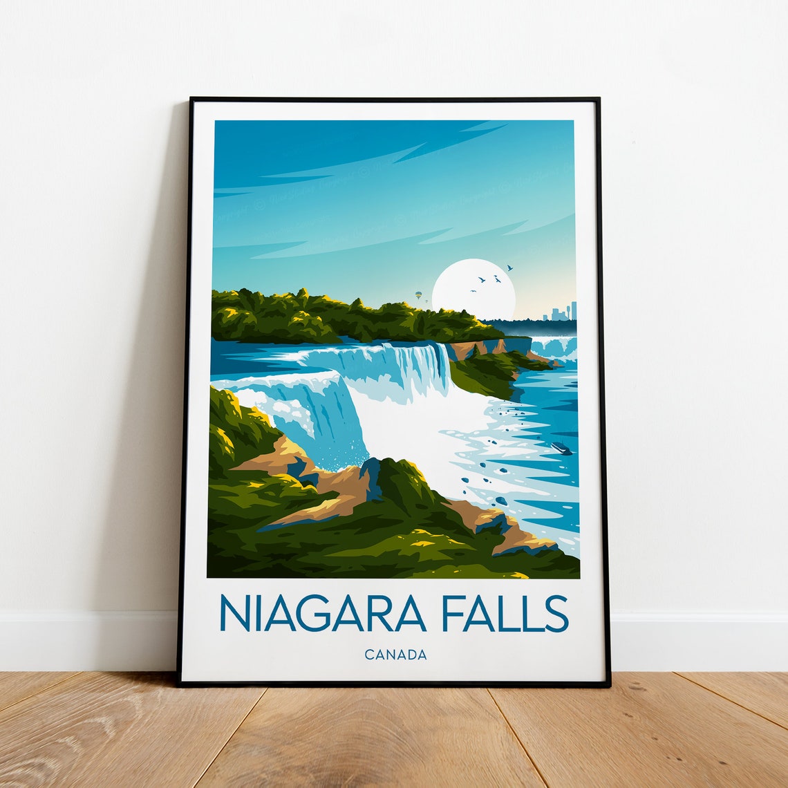 Niagara Falls Canada Horseshoe Falls Waterfall Retro Travel Poster