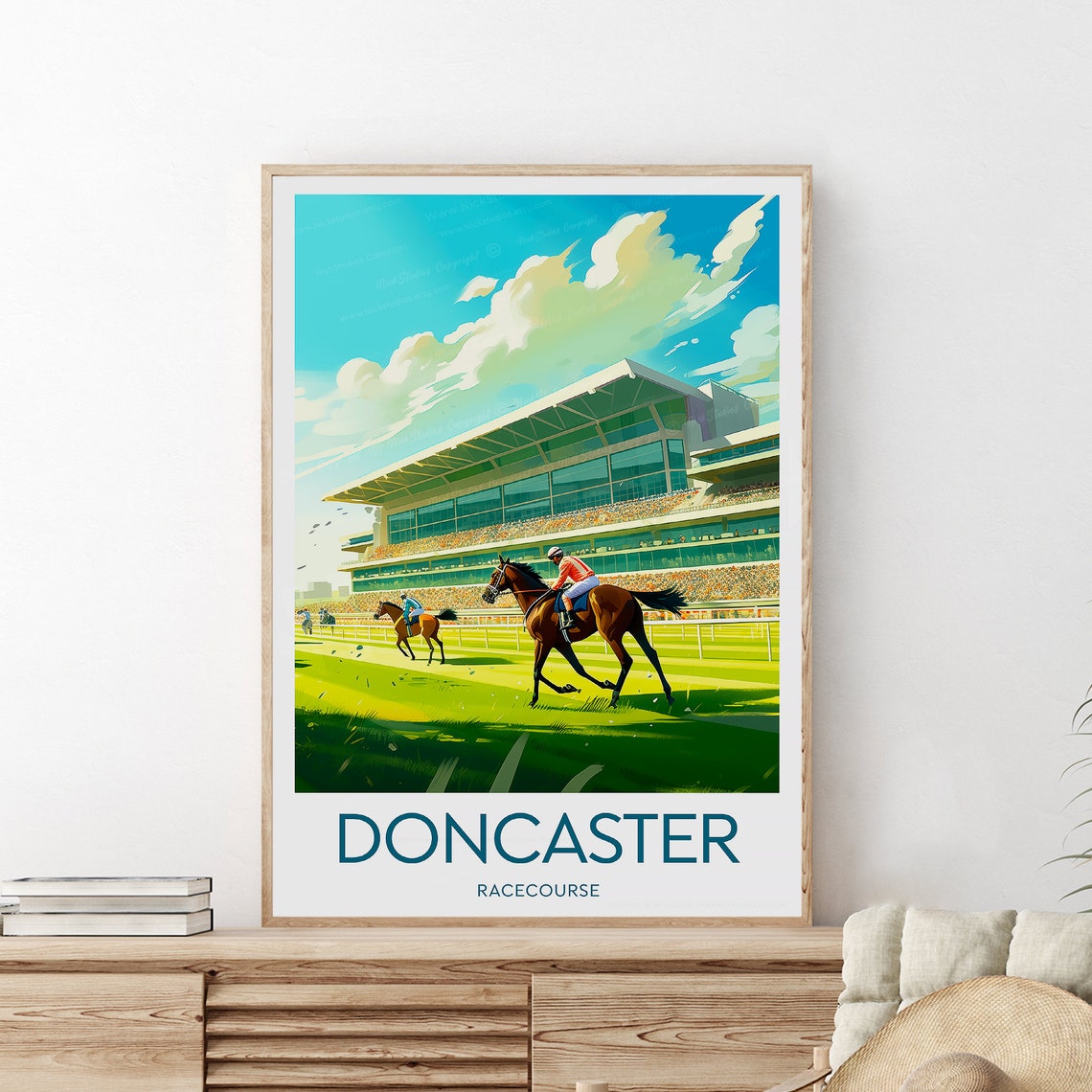 Doncaster Racecourse Horse Racing Grandstand Action Art Poster - Image 2