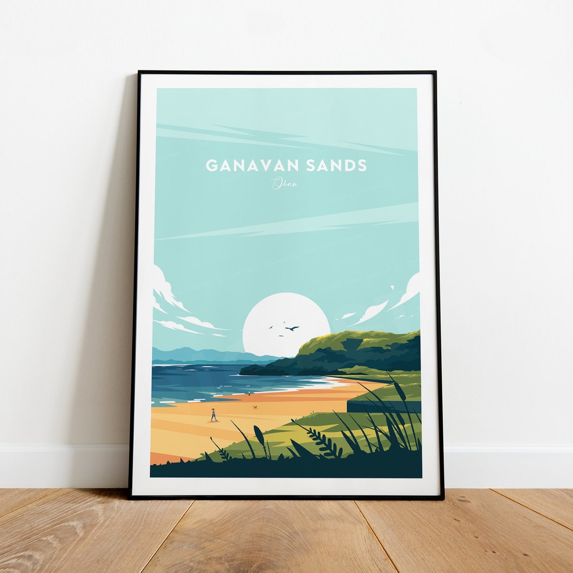 Ganavan Sands Oban Scotland Golden Hour Beach Walk Travel Poster - Image 2