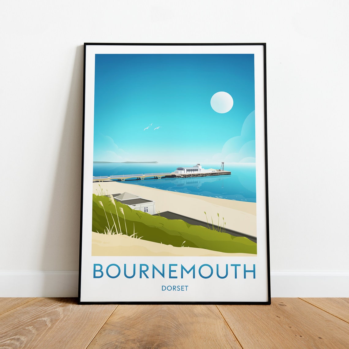Bournemouth Dorset Golden Sandy Beach Pier Seaside Travel Poster - Image 2