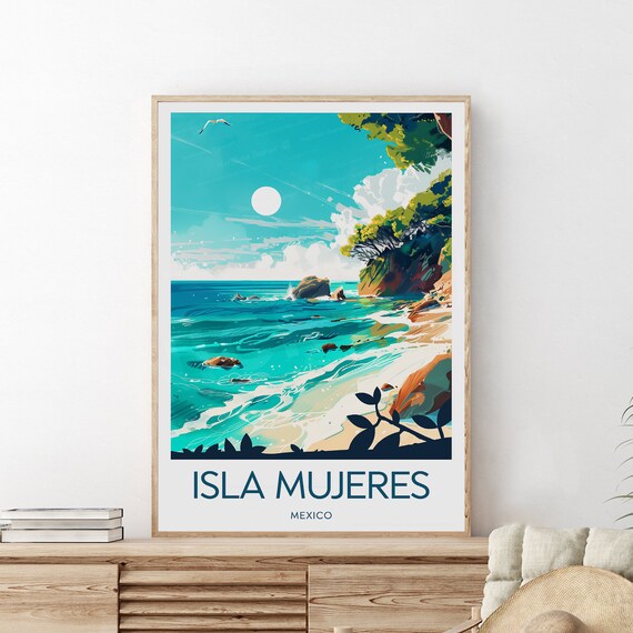 Isla Mujeres Mexico Turquoise Coast Waves Rocky Shore Wall Art