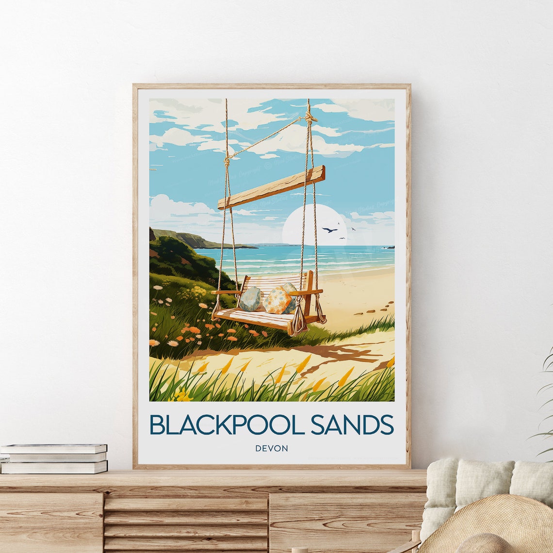 Blackpool Sands Devon Beach Swing Sunny Cove View Travel Poster - Image 2