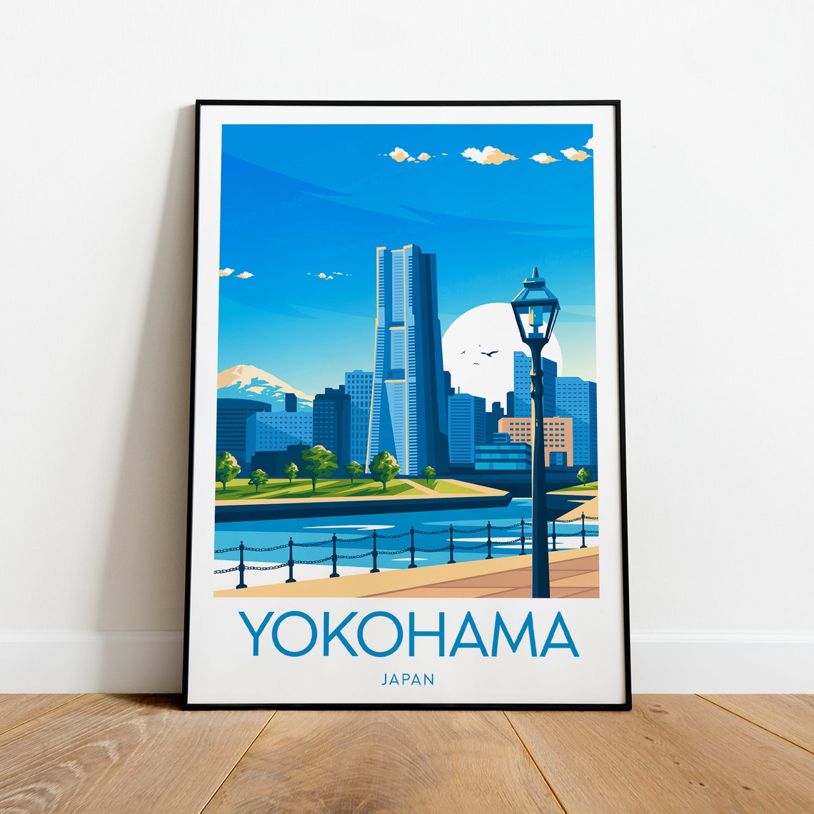 Yokohama Japan Landmark Tower Harbour Mount Fuji View Poster
