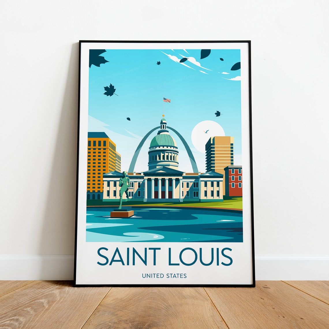 Saint Louis Gateway Arch Old Courthouse Skyline Summer View Poster