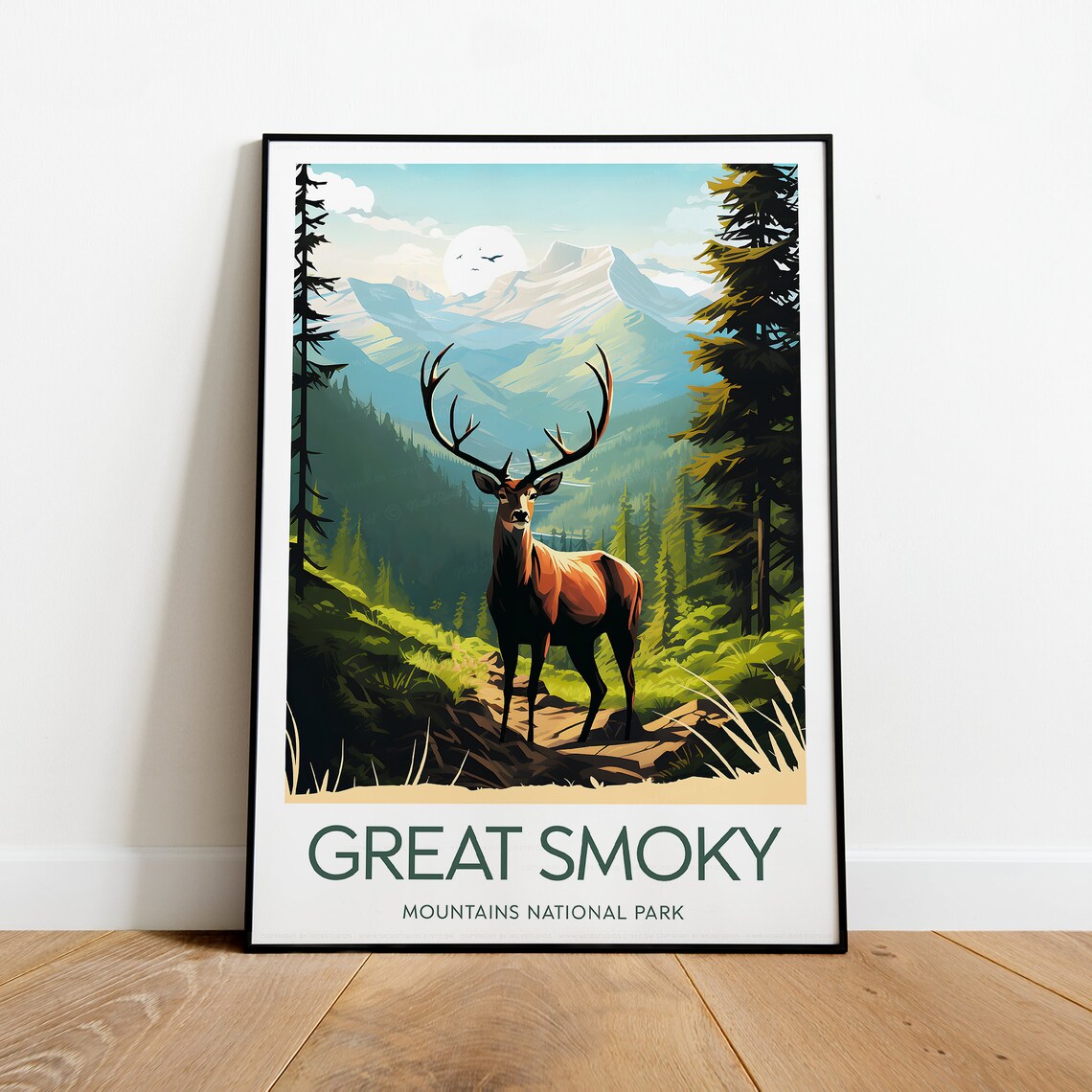 Great Smoky Mountains National Park Elk Forest Sunrise Poster - Image 2