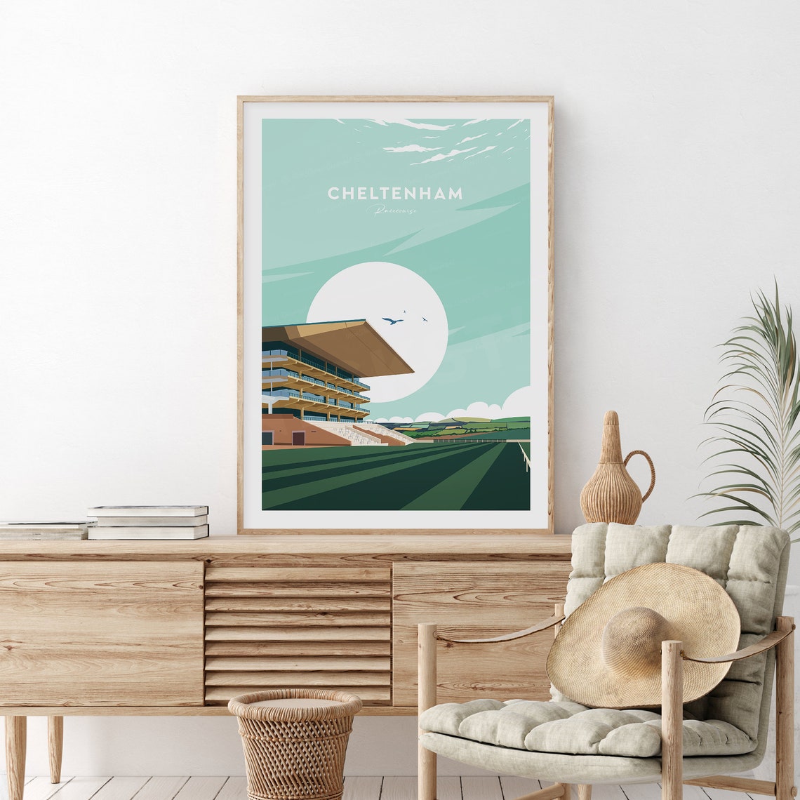 Cheltenham Racecourse Grandstand Horse Racing Day Event Travel Poster