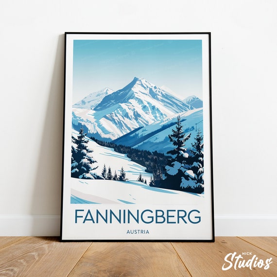 Fanningberg Ski Print Austria Fanningberg Poster Fanningberg Ski Art Skier Prints Birthday Present Custom Text Personalised Gift