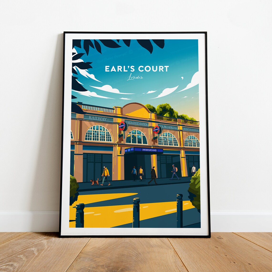 Earls Court London Underground Station Travel Poster Golden Hour - Image 2