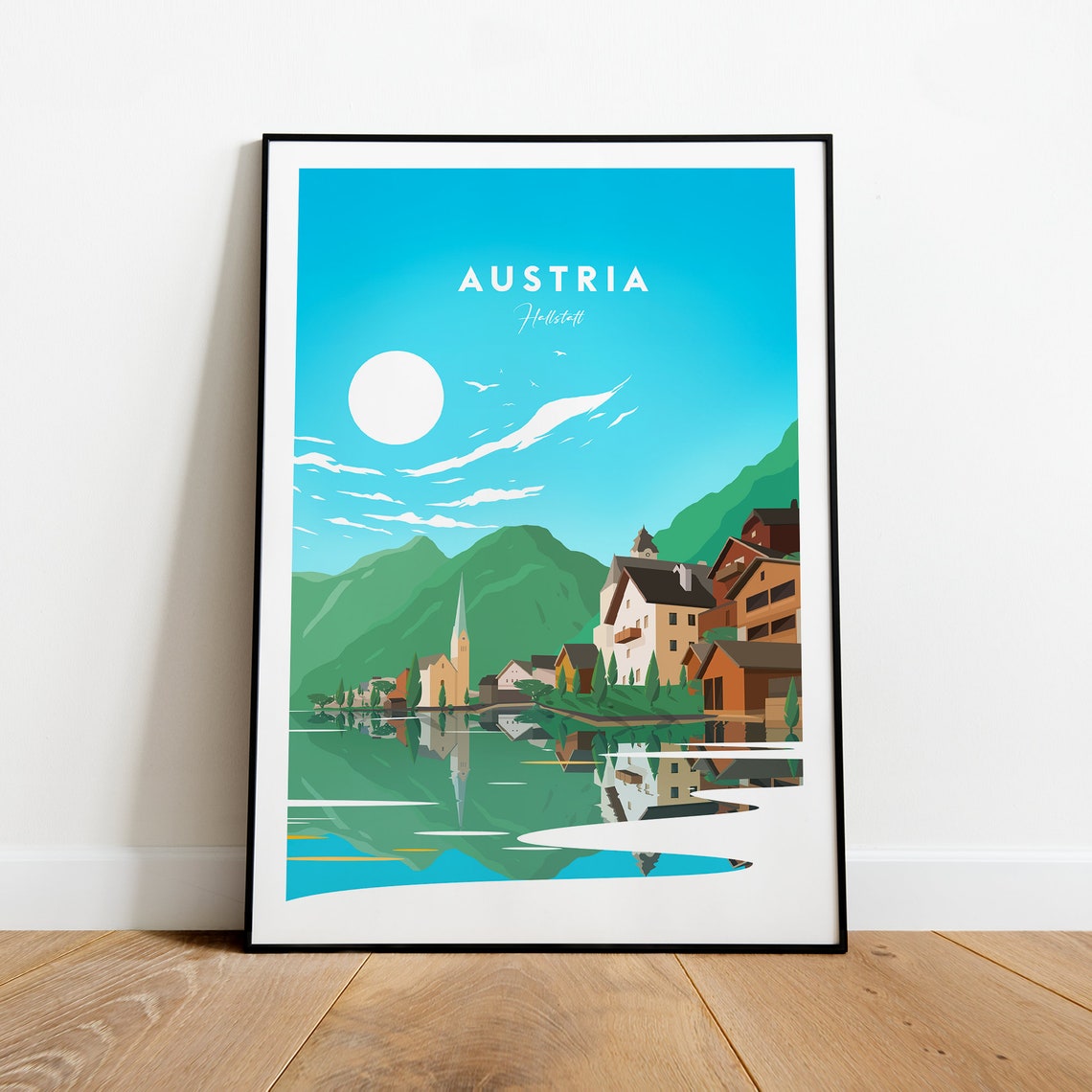 Hallstatt Austria Alpine Lakeside Village Mountain View Travel Poster - Image 2