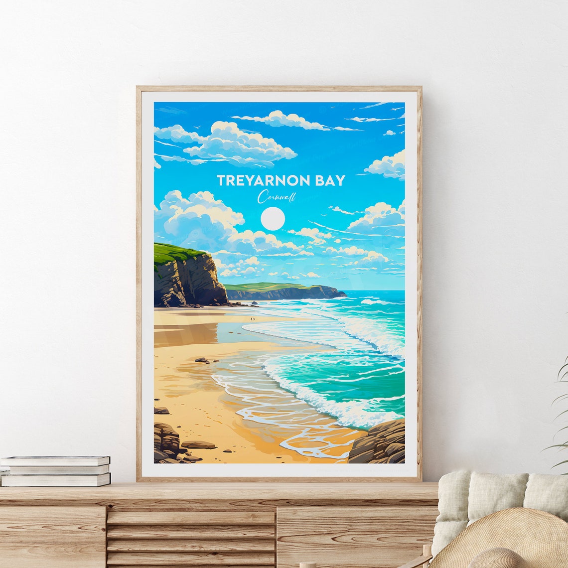 Treyarnon Bay Cornwall Golden Sands and Turquoise Surf Poster