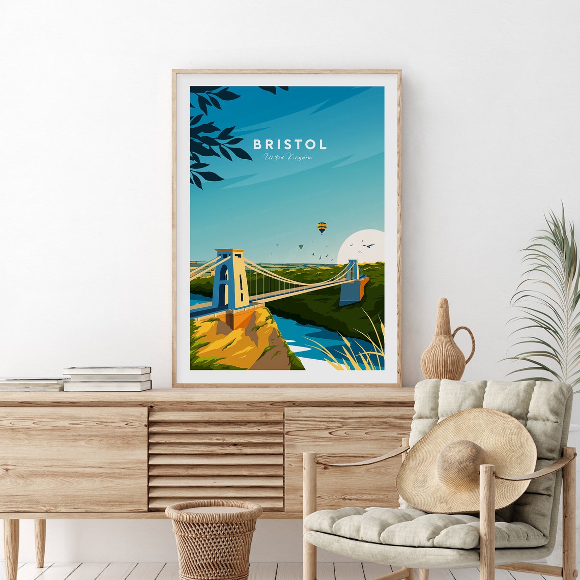Bristol Clifton Suspension Bridge Balloon Festival Travel Poster
