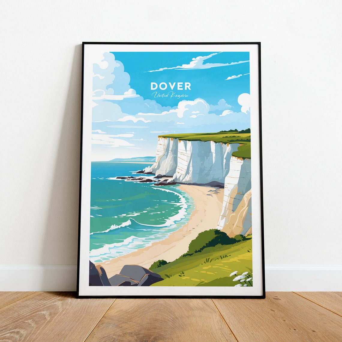 Dover White Cliffs Kent Coast United Kingdom Vintage Travel Poster