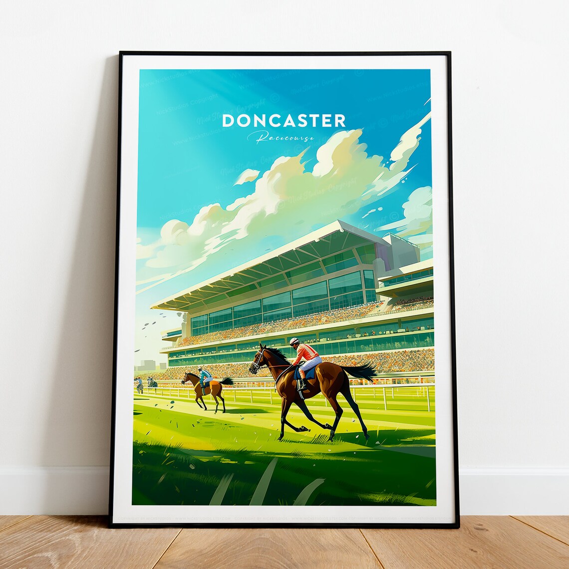 Doncaster Racecourse Horse Racing Day Grandstand Sports Poster