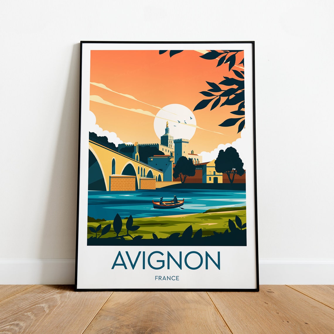 Avignon France Pont Saint Benezet Bridge At Golden Sunset Poster